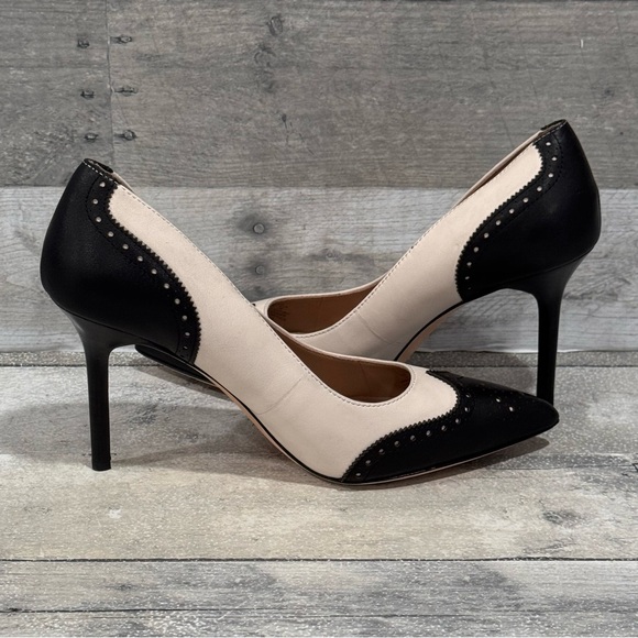 Ralph Lauren Women's Lynden Pointed Nappa & Calfskin Pump - Soft White/Black - 7 - Picture 2 of 9